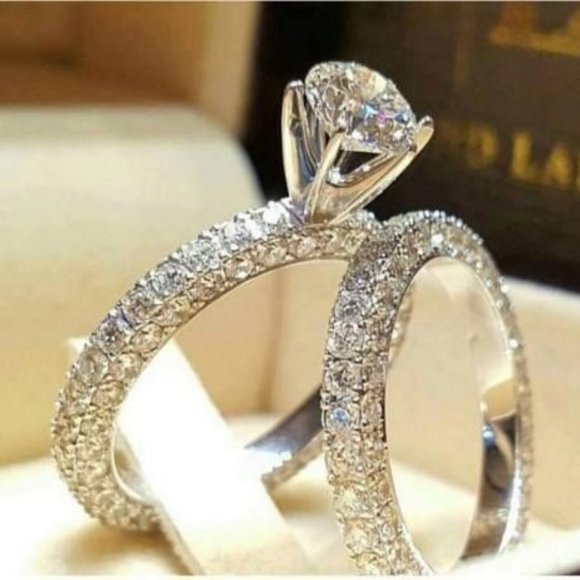 Jewelry - 2PC/SET Pave Engagement Ring